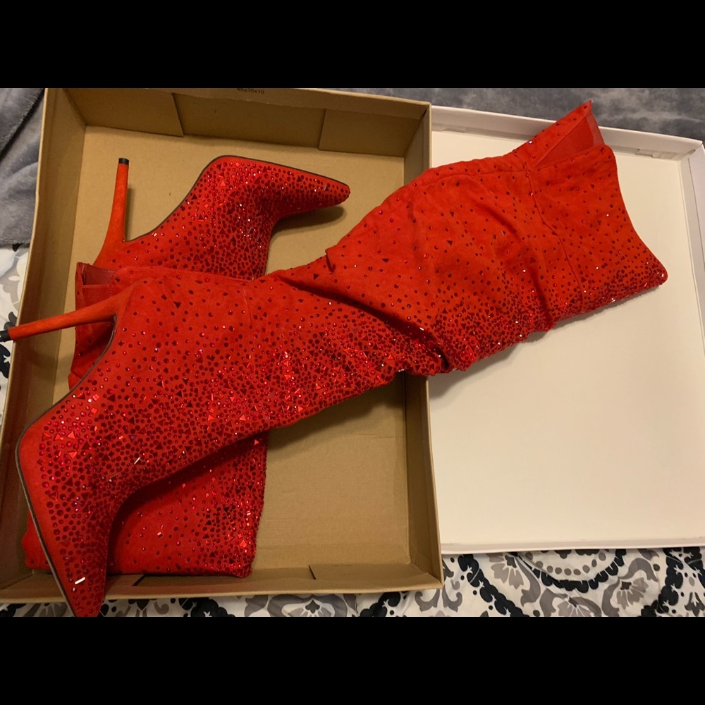 Jessica Simpson knee high reed boot heels